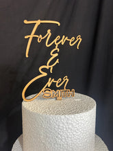 Load image into Gallery viewer, Personalized Rustic Topper, Boho Wedding cake Topper, Personalised wood cake decor, Engagment cake topper
