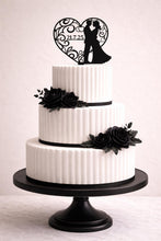 Load image into Gallery viewer, Rustic cake Topper,Heart Couple Boho Wedding cake Topper, Wooden cake decor, Engagement cake topper
