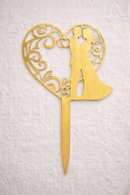 Load image into Gallery viewer, Rustic cake Topper,Heart Couple Boho Wedding cake Topper, Wooden cake decor, Engagement cake topper
