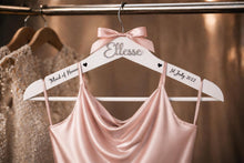 Load image into Gallery viewer, Personalised Hangers/ Swarovski crystal name Engraved Hangers Bride &amp; Bridesmaid/Wedding Gift/ Bridal Dress Hanger/Wedding Hanger/
