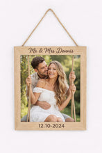 Load image into Gallery viewer, Personalized Photo frame Engraved Rustic Wedding Gift, Anniversary picture frame gift , Couples photo memory picture Mr&amp; Mrs photo gift
