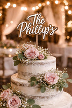Load image into Gallery viewer, Last name topper, Rustic Personalized Cake Topper, Custom Script Wedding Cake Topper, Mr &amp; Mrs Cake Topper for Engagment Cake Topper
