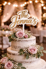 Load image into Gallery viewer, Last name topper, Rustic Personalized Cake Topper, Custom Script Wedding Cake Topper, Mr &amp; Mrs Cake Topper for Engagment Cake Topper
