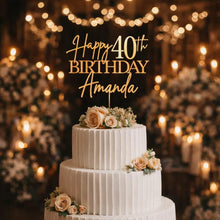 Load image into Gallery viewer, Birthday Cake Topper, Happy 50th Birthday Cake Topper, Custom name decor, Personalised wood Birthday Topper 18th 21st 30th 40th 60th
