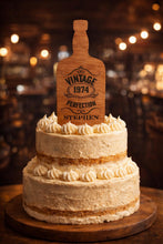 Load image into Gallery viewer, Whiskey Bottle Cake Topper, Vintage Birthday Cake Topper, Personalised Any Name &amp; Year, Mens Birthday topper, Whisky Lover Cake Decor
