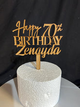 Load image into Gallery viewer, Birthday Cake Topper, Happy 50th Birthday Cake Topper, Custom name decor, Personalised wood Birthday Topper 18th 21st 30th 40th 60th
