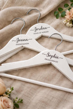Load image into Gallery viewer, Personalised Hangers/Engraved Hangers Bride &amp; Bridesmaid/Wedding Gift/Personalized Bridal Dress Hanger/Wedding Hanger- Any FLOWERS engraved

