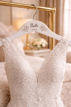Load image into Gallery viewer, Personalised Hangers/Engraved Hangers Bride &amp; Bridesmaid/Wedding Gift/Personalized Bridal Dress Hanger/Wedding Hanger- Any FLOWERS engraved
