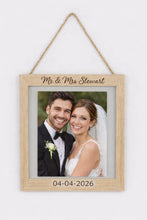Load image into Gallery viewer, Personalized Photo frame Engraved Rustic Wedding Gift, Anniversary picture frame gift , Couples photo memory picture Mr&amp; Mrs photo gift
