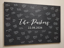 Load image into Gallery viewer, Personalised Last Name Guest Book, Unique Guest Book, Custom Alternative Guest Book, Wooden Guest Book, Wedding Ceremony Guestbook Sign

