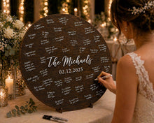 Load image into Gallery viewer, Guest Book Alternative Custom Personalised Wedding Guest Book Decor ,Round Layered Wood Sign MR &amp; MRS Wedding gift
