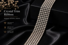 Load image into Gallery viewer, Crystal Diamante Ribbon: Black Back clear glass crystals im trBanding, Superior Sparkle (1 Yard)
