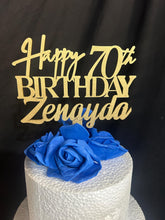Load image into Gallery viewer, Birthday Cake Topper, Happy 50th Birthday Cake Topper, Custom name decor, Personalised wood Birthday Topper 18th 21st 30th 40th 60th
