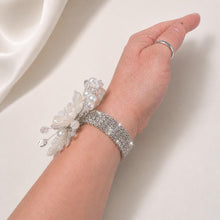 Load image into Gallery viewer, Vintage Wedding Bracelet: Crystal Rhinestone &amp; Pearl Flower Corsage
