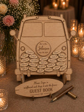 Load image into Gallery viewer, Personalised Campervan Wedding Guest Book – Surfboard Drop Box Alternative Guest book Personalized Rustic Retro guest book
