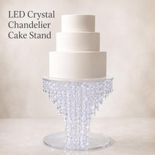 Load image into Gallery viewer, Luxury Cake stand Chandelier Crystal cake holder, Wedding cake base Glass beads + LED lights
