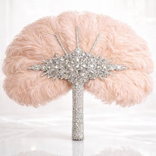 Load image into Gallery viewer, Blush Pink Ostrich Feather Bridal Fan – Luxury Wedding Hand Fan Bouquet Alternative – Gatsby Bridal Accessory
