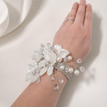 Load image into Gallery viewer, Vintage Wedding Bracelet: Crystal Rhinestone &amp; Pearl Flower Corsage
