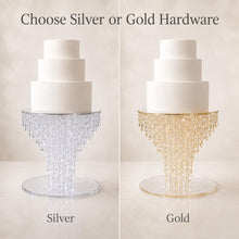 Load image into Gallery viewer, Luxury Cake stand Chandelier Crystal cake holder, Wedding cake base Glass beads + LED lights
