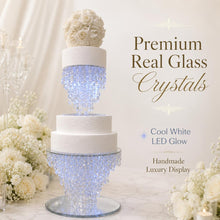 Load image into Gallery viewer, 2 Tier Crystal Chandelier Cake Stand Set with LED Lights
