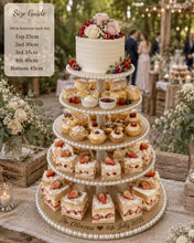 Load image into Gallery viewer, Personalised Rustic Wedding Cupcake Stand, Boho Pearl Dessert Tower, MDF Cake Party Centerpiece
