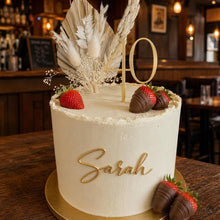 Load image into Gallery viewer, Personalised Number and Name Cake Topper Set Rustic Wood in Various Colours
