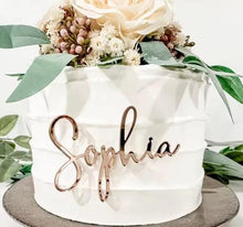 Load image into Gallery viewer, Personalised Number and Name Cake Topper Set Rustic Wood in Various Colours
