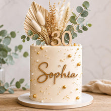 Load image into Gallery viewer, Personalised Number and Name Cake Topper Set Rustic Wood in Various Colours
