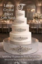 Load image into Gallery viewer, Rhinestone Crystal brooch style cake stand, many colours by Crystal wedding uk
