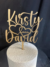 Load image into Gallery viewer, Personalized Wedding Cake Topper with date , Couples names Cake Toppers for Wedding, Rustic Wedding Cake Topper, Custom Wedding Cake Topper

