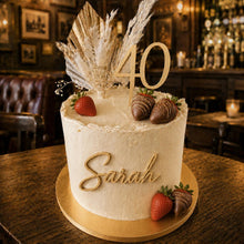 Load image into Gallery viewer, Personalised Number and Name Cake Topper Set Rustic Wood in Various Colours
