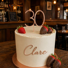 Load image into Gallery viewer, Personalised Number and Name Cake Topper Set Rustic Wood in Various Colours

