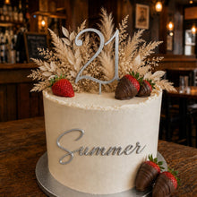 Load image into Gallery viewer, Personalised Number and Name Cake Topper Set Rustic Wood in Various Colours
