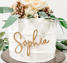 Load image into Gallery viewer, Personalised Number and Name Cake Topper Set Rustic Wood in Various Colours
