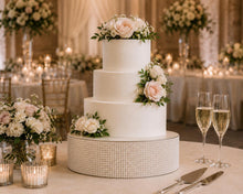 Load image into Gallery viewer, Pearl Cake Stand, Ivory Wedding Cake Stand, Luxury Cake Display, 4" Tall, 10 12 14 16 Inch Round Cake Base, Elegant Wedding Decor
