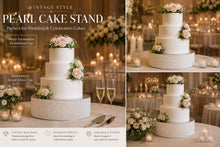 Load image into Gallery viewer, Pearl Cake Stand, Ivory Wedding Cake Stand, Luxury Cake Display, 4" Tall, 10 12 14 16 Inch Round Cake Base, Elegant Wedding Decor
