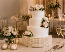 Load image into Gallery viewer, Pearl Cake Stand, Ivory Wedding Cake Stand, Luxury Cake Display, 4" Tall, 10 12 14 16 Inch Round Cake Base, Elegant Wedding Decor
