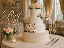 Load image into Gallery viewer, Pearl Cake Stand, Ivory Wedding Cake Stand, Luxury Cake Display, 4" Tall, 10 12 14 16 Inch Round Cake Base, Elegant Wedding Decor
