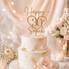 Load image into Gallery viewer, Personalised Wooden Birthday Cake Topper, Custom Name Age Party Decoration, Milestone Birthday Topper, 30th 40th 50th 60th Gift
