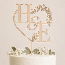Load image into Gallery viewer, Personalized Cake Topper with a Date with Initials, Anniversary Personalised Custom Cake Topper, Couples name Wedding topper
