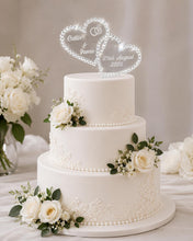 Load image into Gallery viewer, Personalized Crystal Heart Cake Topper: Swarovski Rhinestone, 6''
