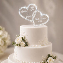 Load image into Gallery viewer, Personalized Crystal Heart Cake Topper: Swarovski Rhinestone, 6''
