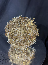 Load image into Gallery viewer, Champagne Bridal Bouquet Gold Wedding Bouquet Luxury Keepsake Flower Bouquet Pearl Bride Bouquet Gatsby 1920's style
