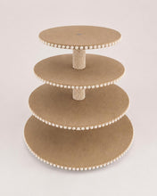 Load image into Gallery viewer, Personalised Rustic Wedding Cupcake Stand, Boho Pearl Dessert Tower, MDF Cake Party Centerpiece
