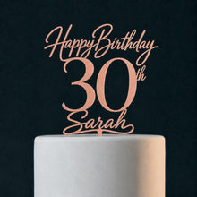 Load image into Gallery viewer, Personalised Birthday Cake Topper – Custom Name and Age in Gold, Silver, Rose Gold or Wood
