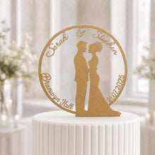 Load image into Gallery viewer, Personalized Wedding Cake Topper with date , Couples names Cake Toppers for Wedding, Rustic Wedding Cake Topper, Custom Wedding Cake Topper
