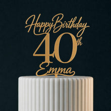 Load image into Gallery viewer, Personalised Birthday Cake Topper – Custom Name and Age in Gold, Silver, Rose Gold or Wood

