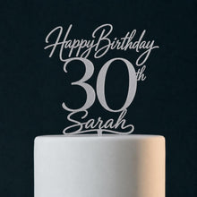 Load image into Gallery viewer, Personalised Birthday Cake Topper – Custom Name and Age in Gold, Silver, Rose Gold or Wood
