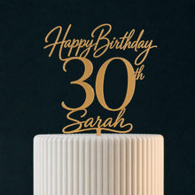 Load image into Gallery viewer, Personalised Birthday Cake Topper – Custom Name and Age in Gold, Silver, Rose Gold or Wood
