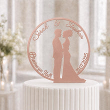 Load image into Gallery viewer, Personalized Wedding Cake Topper with date , Couples names Cake Toppers for Wedding, Rustic Wedding Cake Topper, Custom Wedding Cake Topper
